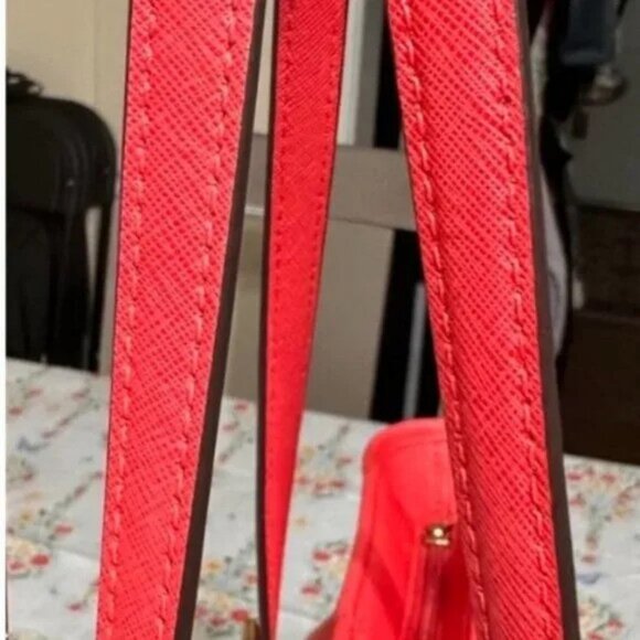 Michael Michael Kors Red Leather Tote with Black Accents - Picture 5 of 11